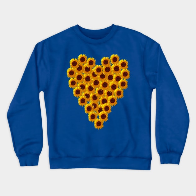 Love a Sunflower Heart on Valentines Day Crewneck Sweatshirt by ellenhenryart